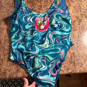 Buc-ee’s Colorful Swirl Pattern Swimsuit